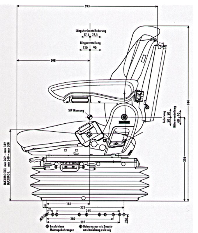 Sitz Skizze Einbaumaße Maximo Grammer